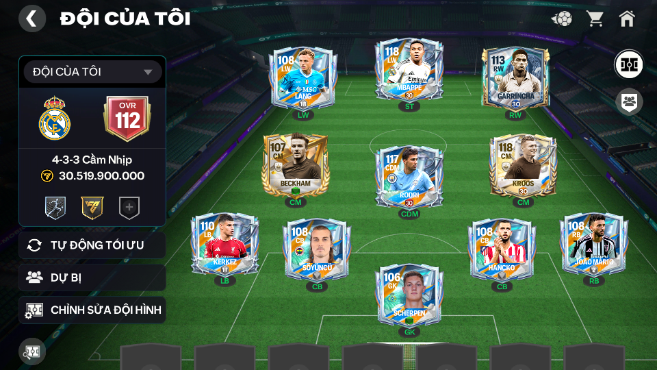 Acc ACC6 #ĐH 30B  MBAPPE + KROOS + RODRI 113 