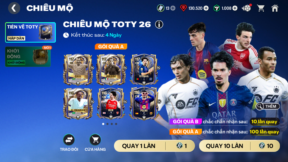 Acc ACC5 #130K RUBY + 1008 FV + 13 VÉ QUAY TOTY 