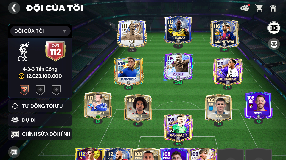 Acc ACC5 #114K RUBY + 10 VE TOTY + Rooney 115+Hagi 115+Yamal 116 