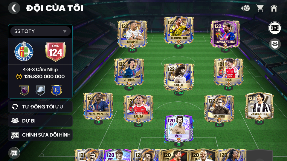 Acc ACC6 #ĐH 126B OVR 124 7 CON 117  - SĐT Chờ đổi 