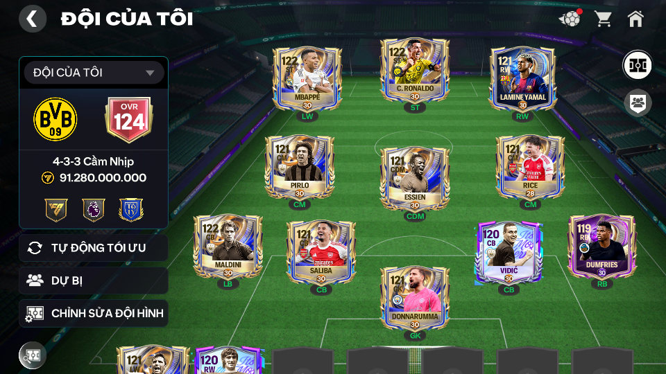 Acc ACC6 #ĐH 91B OVR 124 3 CON 117 + 7 CON 116 + 8B COIN  - Grn Giao Email  