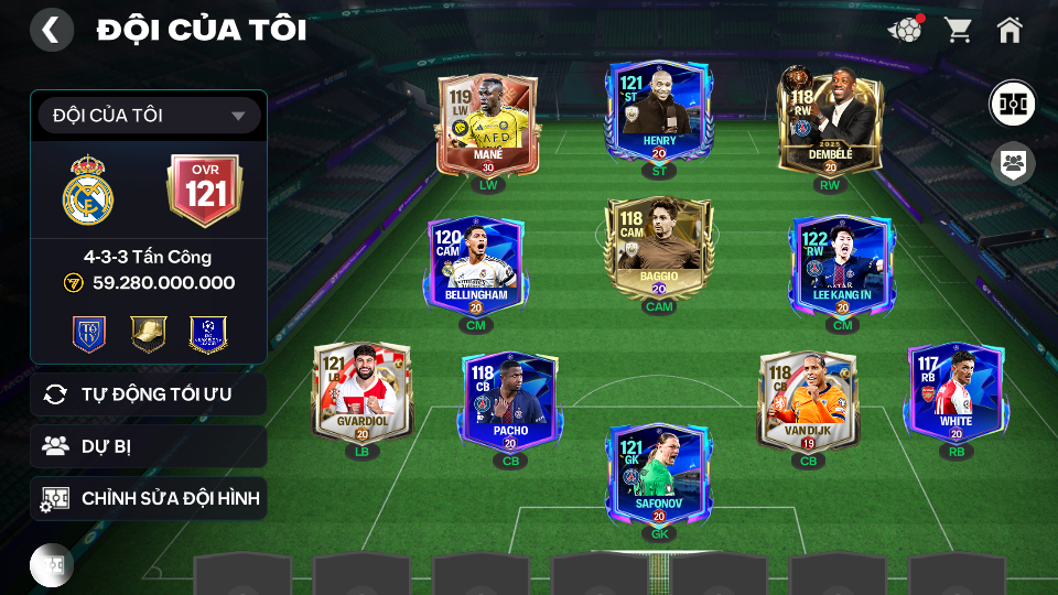 Acc ACC6 #OVR 121  3 CON 117 + 223K GEM + 16 VÉ QUAY Garena TTT 