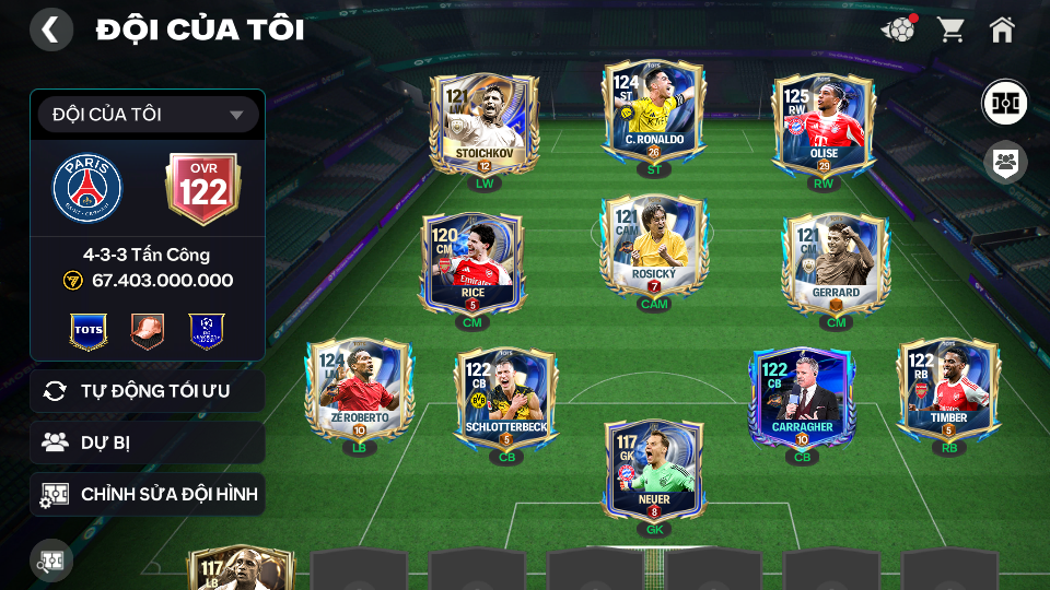 Acc ACC6 #ĐH 67B  OLISE 120 + RONALDO 119 + ROBERTO 119 Garena TTT 
