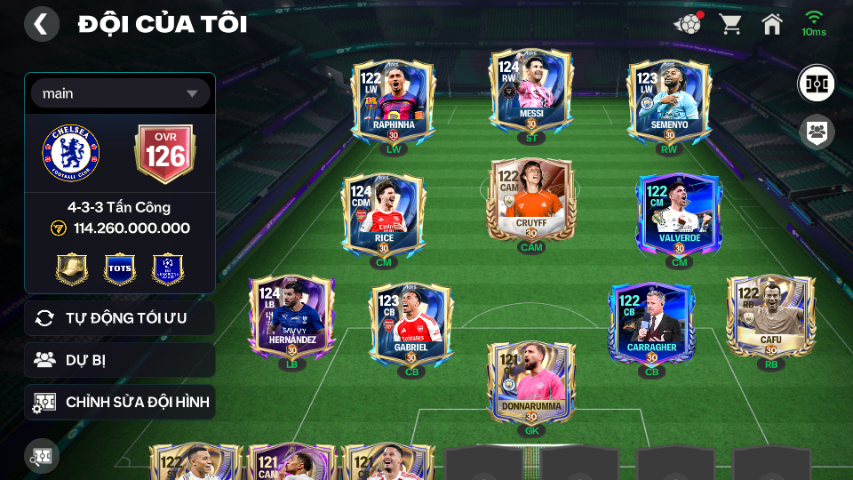 Acc ACC6 #ĐH 113B OVR 126  MESSI + RICE + THEO 119   Garena SĐT ĐỔI LIỀN  