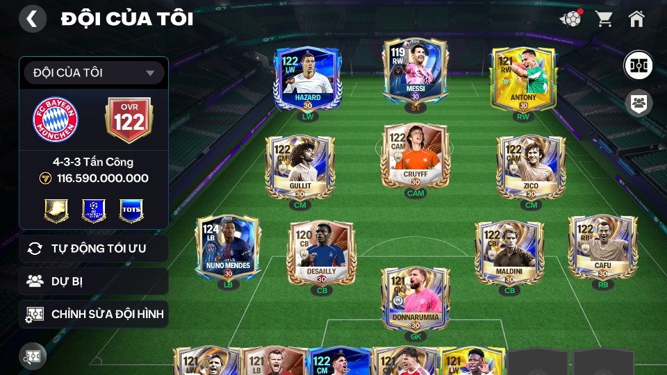 Acc ACC6 #ĐH 120B NUNO MENDES 120 + MESSI 119   7 CON 117  Garena MAIL GIAO 