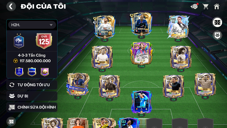 Acc ACC6 #ĐH 117B MBAPPE + DEMBELE UTOTS + 4 BOX +  1K2  ĐIỂM HH ĐỔI CẦU THỦ Garena TTT 