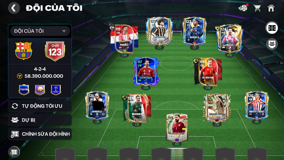 Acc ACC6 #ĐH 58B BASTEN 120 + MESSI UTOTS + 4 CON 119 Garena TTT 