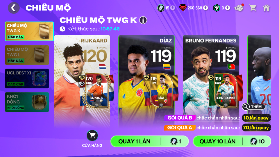 Acc ACC5 #Olise 120 + 260K RUBY + 15 Vé quay 